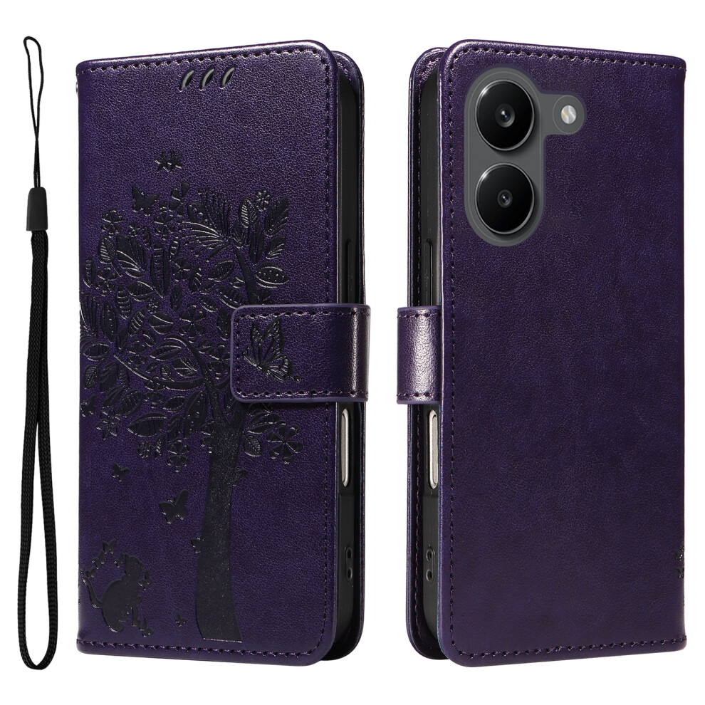 (Purple) Phone Cover For Xiaomi Poco X8 Pro 5G / Xiaomi Redmi Turbo 5 5G Phone Case With Stand Cat Tree Patte Purple 6914295381383