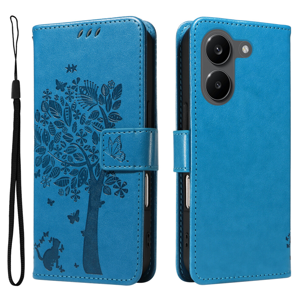 (Blue) Phone Cover For Xiaomi Poco X8 Pro 5G / Xiaomi Redmi Turbo 5 5G Phone Case With Stand Cat Tree Patte Blue 6914296341157
