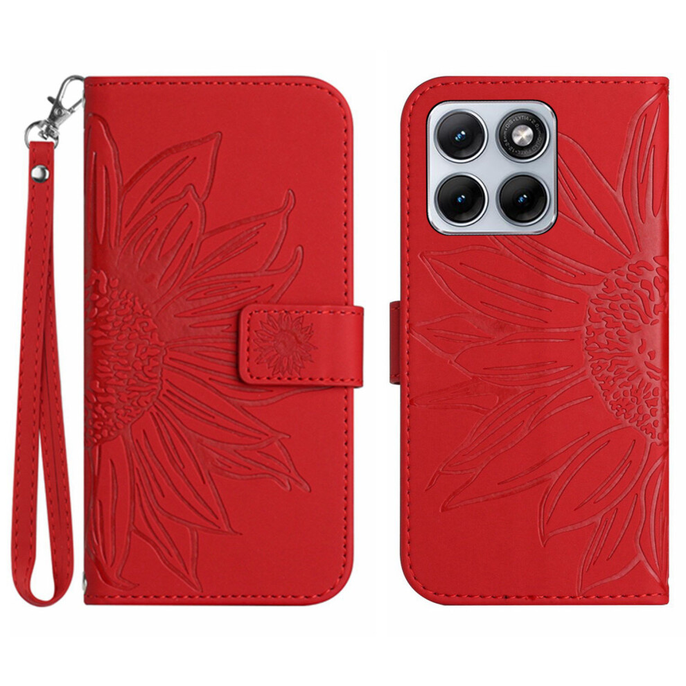 (Red) Phone Cover For Motorola Edge 70 Fusion+ 5G / Motorola Edge 70 Fusion 5G Case Sunflower Imprint Leat Red 6914298272534