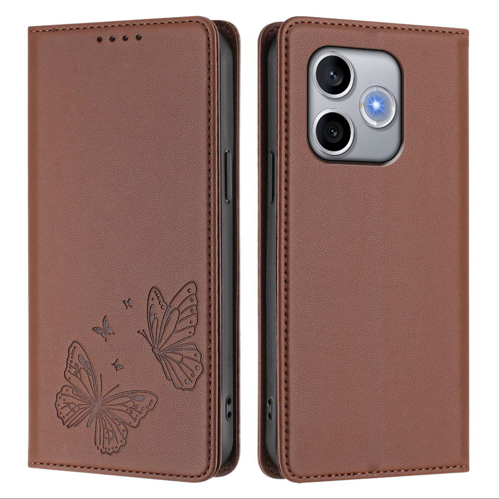 (Brown) Phone Cover For Honor 600 Lite 5G Wallet Case Rfid Blocking Butterfly Imprinted Magnetic Flip Leathe Brown 6914292912474