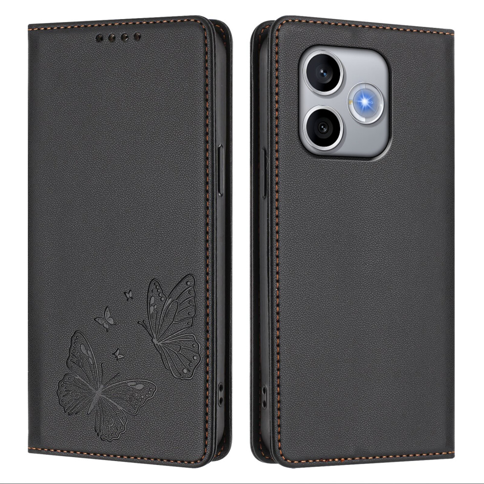 (Black) Phone Cover For Honor 600 Lite 5G Wallet Case Rfid Blocking Butterfly Imprinted Magnetic Flip Leathe Black 6914296167894