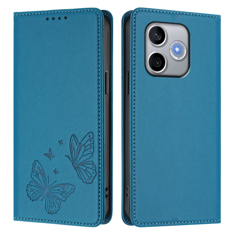 (Lake ) Phone Cover For Honor 600 Lite 5G Wallet Case Rfid Blocking Butterfly Imprinted Magnetic Flip Leathe Blue 6914297939902