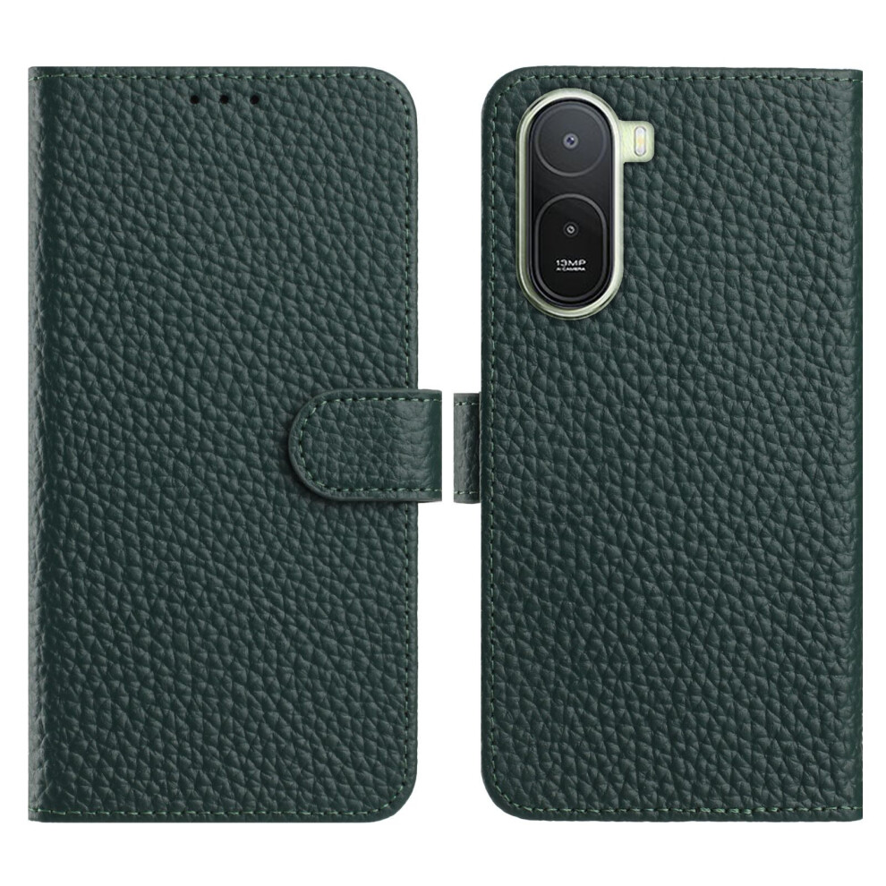 (Green) Phone Cover For Xiaomi Redmi A7 Pro 4G (171.56Mm) Case Wallet Stand Litchi Texture Genuine Cow Leath Green 6914299832393