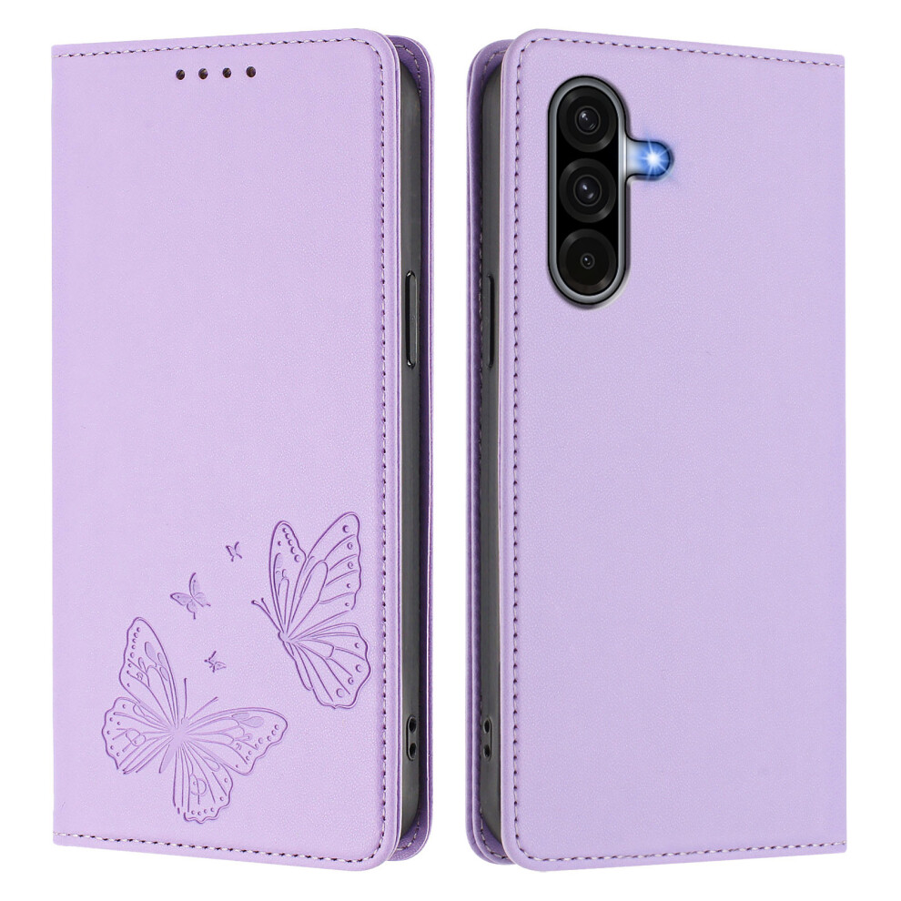 (Light ) Phone Cover For Samsung Galaxy A17 4G / Galaxy A26 5G / Galaxy A17 5G Wallet Case Rfid Blocking Butt Purple 6914293830852