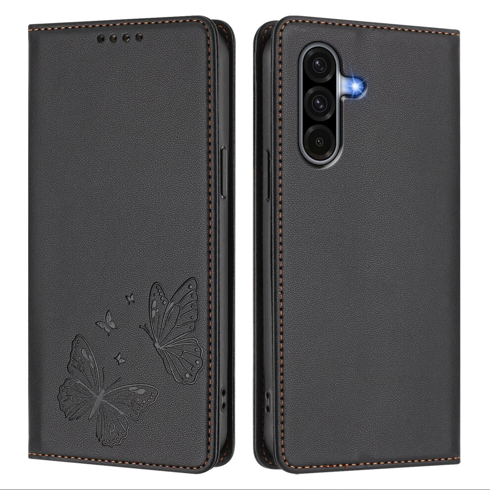 (Black) Phone Cover For Samsung Galaxy A17 4G / Galaxy A26 5G / Galaxy A17 5G Wallet Case Rfid Blocking Butt Black 6914299872573