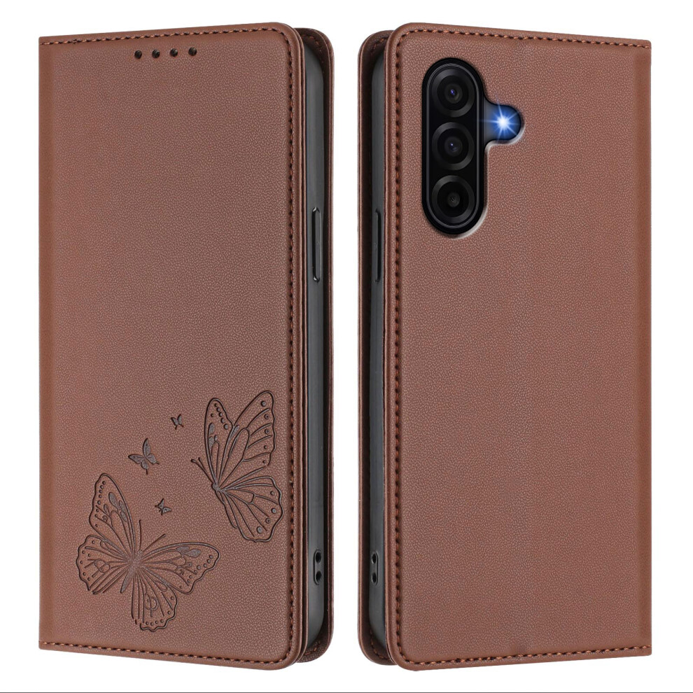 (Brown) Phone Cover For Samsung Galaxy A57 5G Wallet Case Rfid Blocking Butterfly Imprinted Magnetic Flip Le Brown 6914297613222