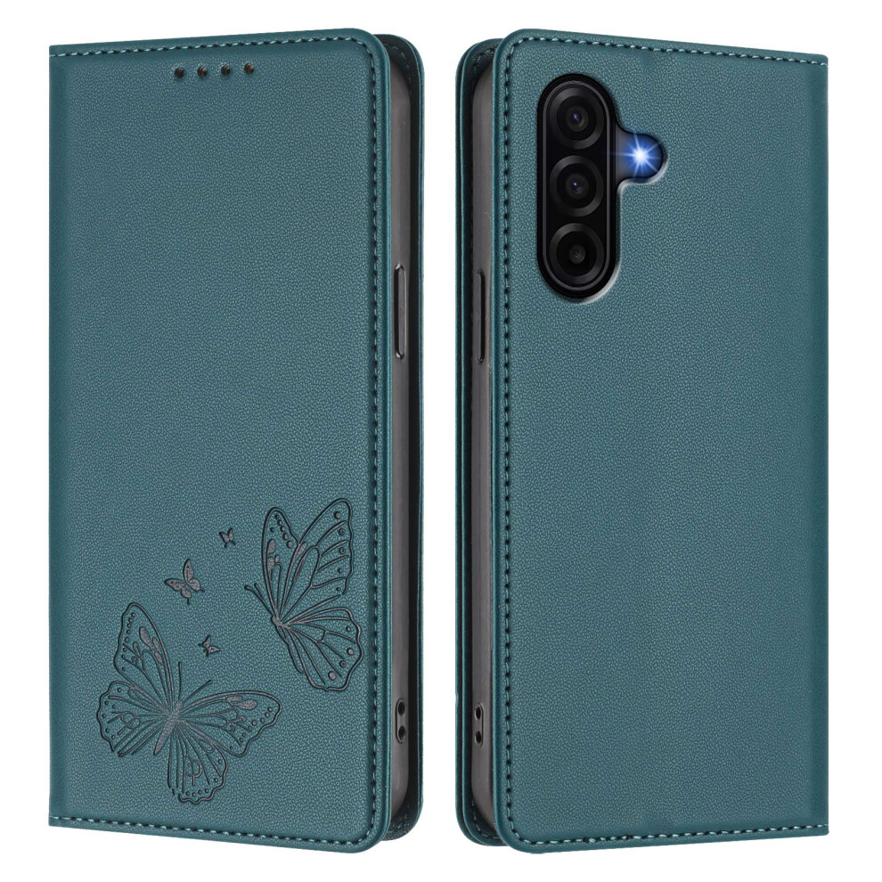 (Peacock ) Phone Cover For Samsung Galaxy A57 5G Wallet Case Rfid Blocking Butterfly Imprinted Magnetic Flip Le Green 6914293057617