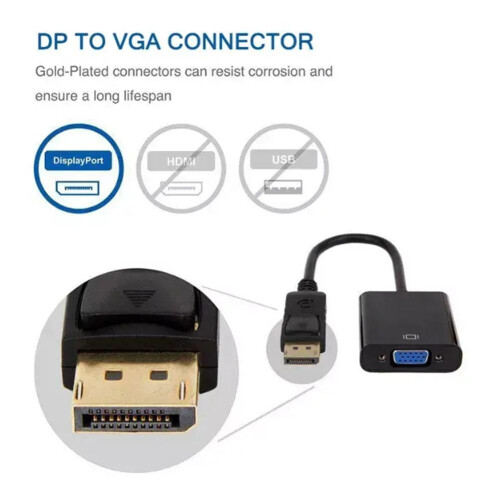 Cablu adaptor DP la VGA, 15 cm, negru 1