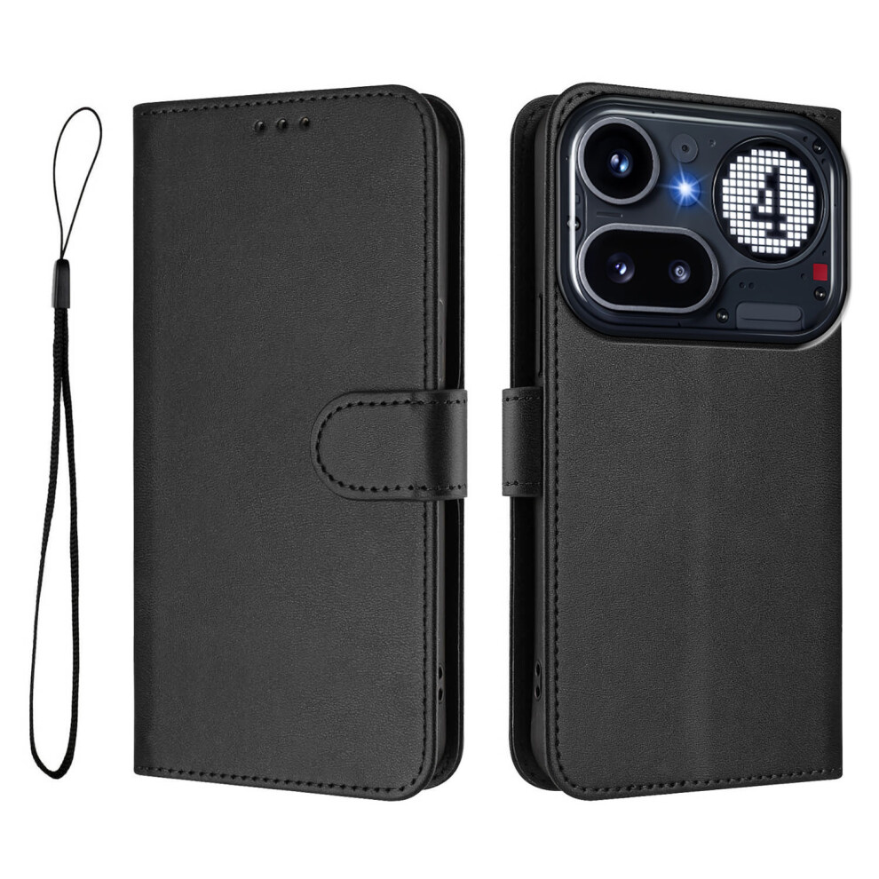(Black) Phone Cover For Nothing Phone (4A) Pro Wallet Case Rfid Blocking Calf Texture Leather Stand Phone Co Black 6914294104037