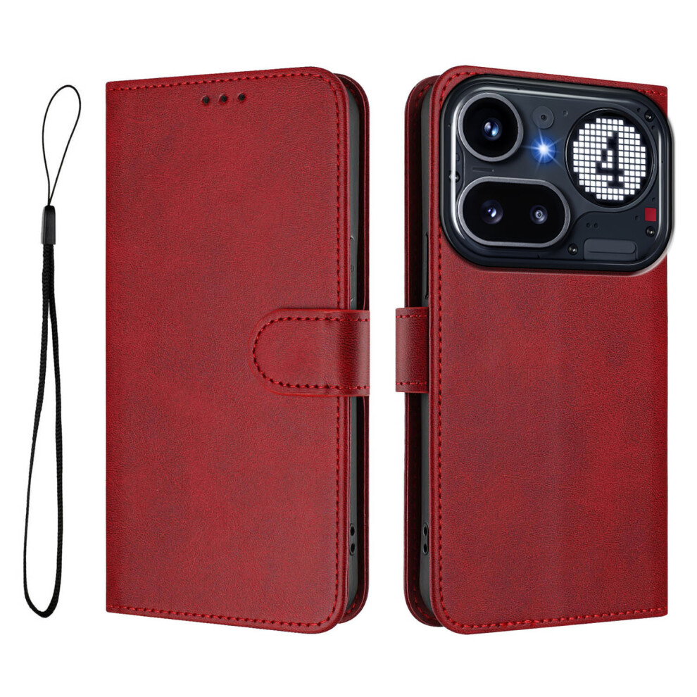 (Wine ) Phone Cover For Nothing Phone (4A) Pro Wallet Case Rfid Blocking Calf Texture Leather Stand Phone Co Red 6914299643937