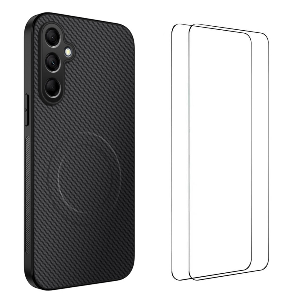 (Black) Phone Cover For Samsung Galaxy A27 Tq1 Series Magnetic Case Carbon Fiber Texture Pc Tpu Phone Cover Black 6914298301920