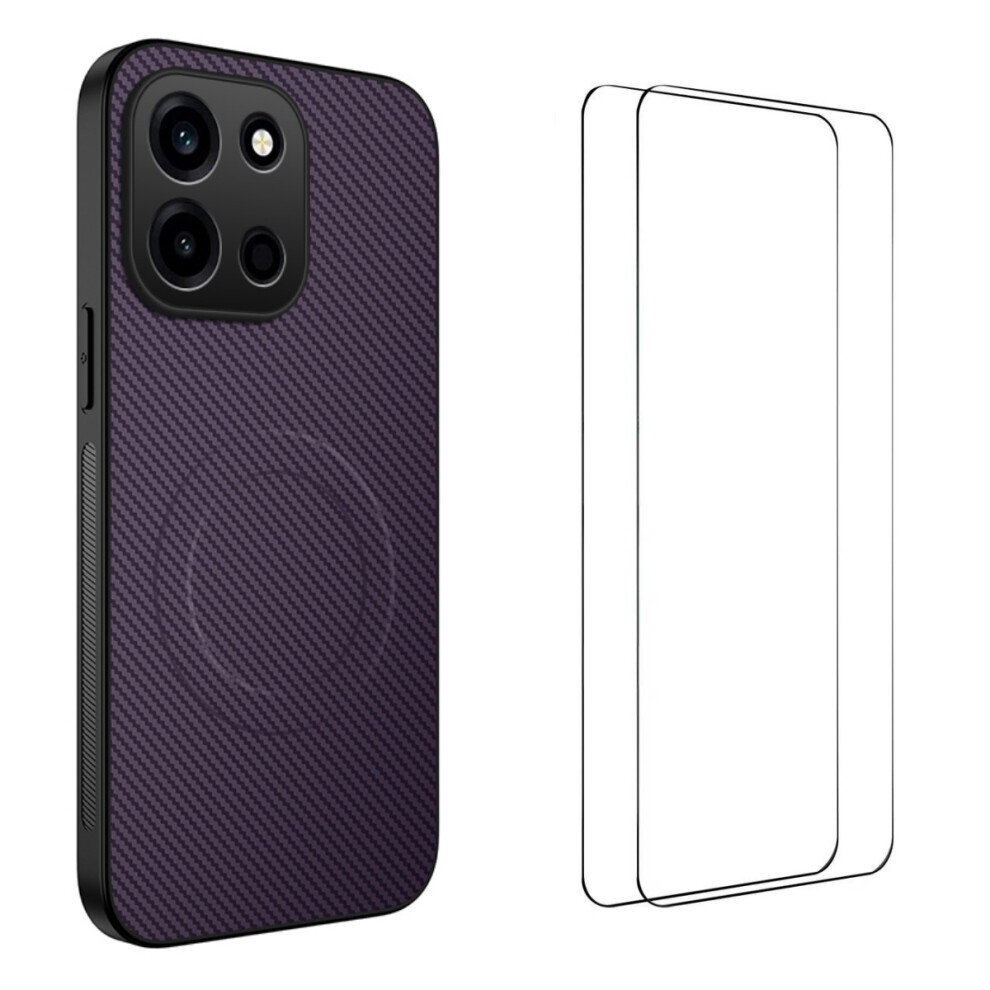 (Purple) Phone Cover For Oneplus Turbo 6 5G Tq1 Series Magnetic Case Carbon Fiber Texture Pc Tpu Phone Cover Purple 6914290632664