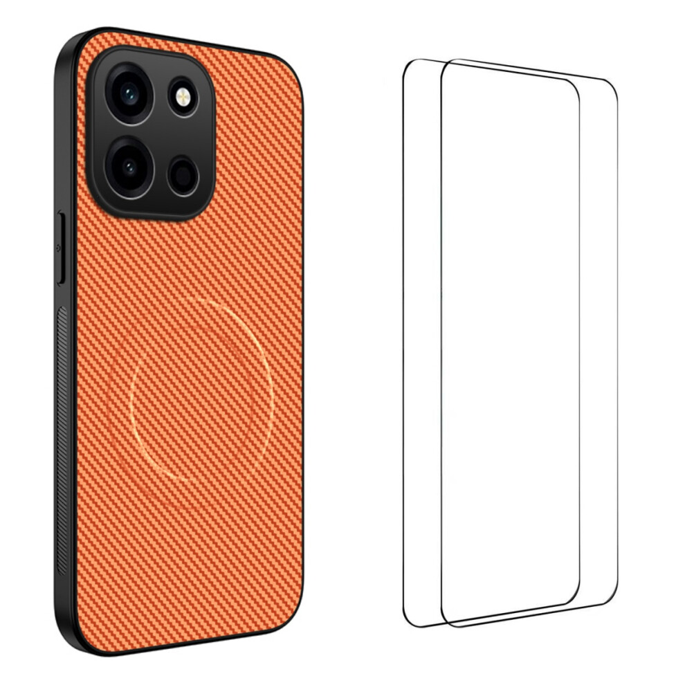 (Orange) Phone Cover For Oneplus Turbo 6 5G Tq1 Series Magnetic Case Carbon Fiber Texture Pc Tpu Phone Cover Orange 6914293386885