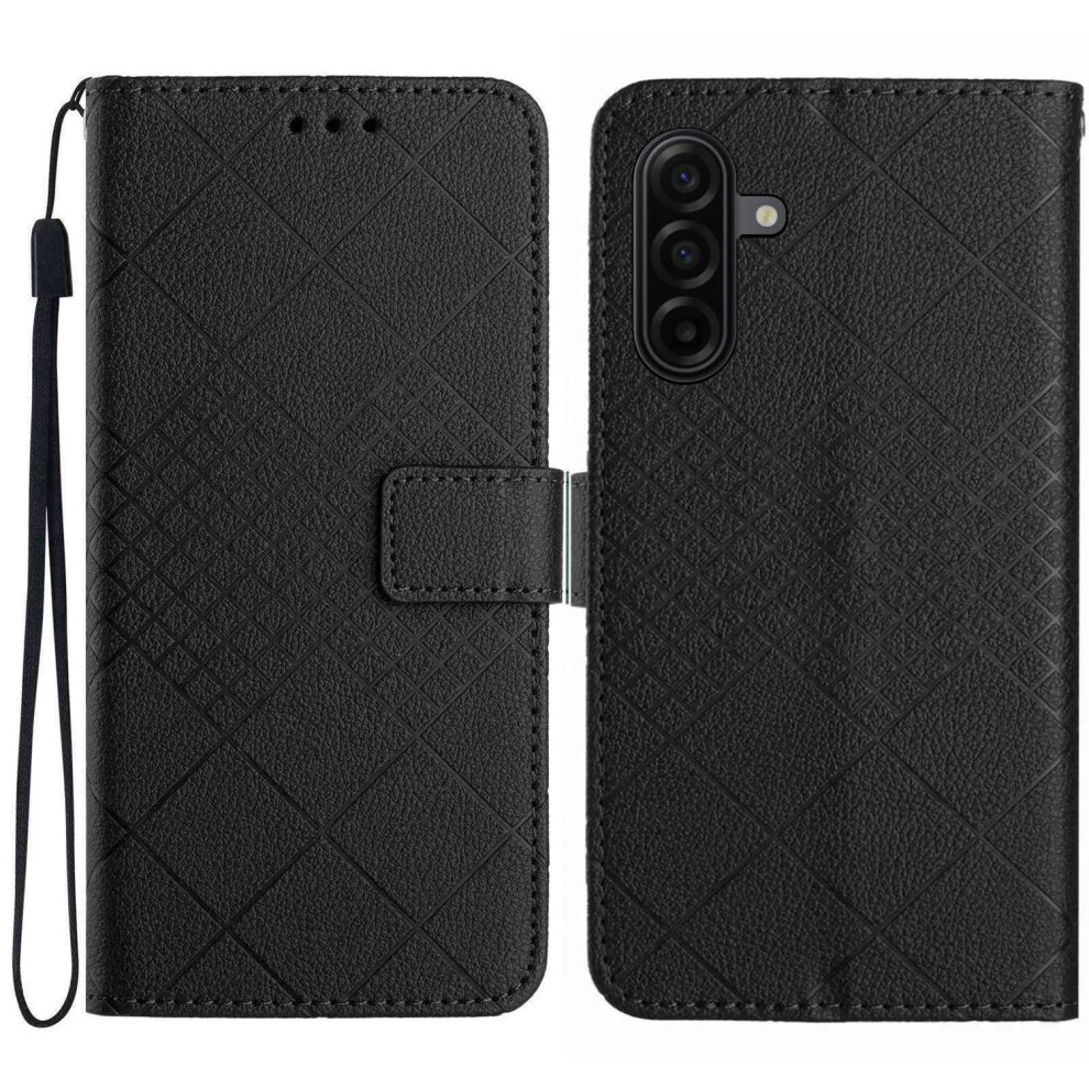 (Black) Phone Cover For Samsung Galaxy A27 Case Wallet Imprint Pu Leather Flip Folio Phone Cover Black 6914292731235