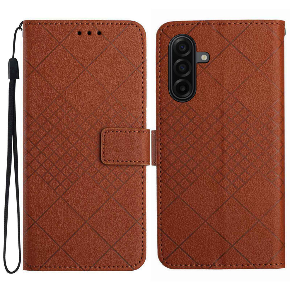 (Brown) Phone Cover For Samsung Galaxy A27 Case Wallet Imprint Pu Leather Flip Folio Phone Cover Brown 6914294742437