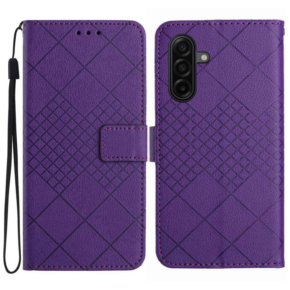 (Dark ) Phone Cover For Samsung Galaxy A27 Case Wallet Imprint Pu Leather Flip Folio Phone Cover Purple 6914296863468