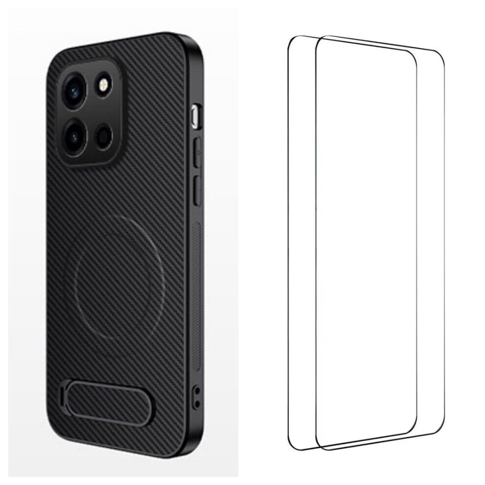 (Black) Phone Cover For Oneplus Turbo 6 5G Qt1 Series Magnetic Case With 2Pcs Tempered Glass Films Kickstand Black 6914292040573