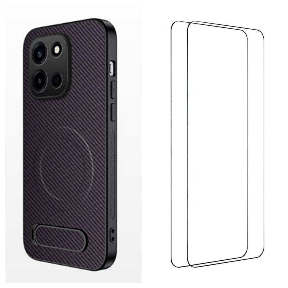 (Purple) Phone Cover For Oneplus Turbo 6 5G Qt1 Series Magnetic Case With 2Pcs Tempered Glass Films Kickstand Purple 6914298207888