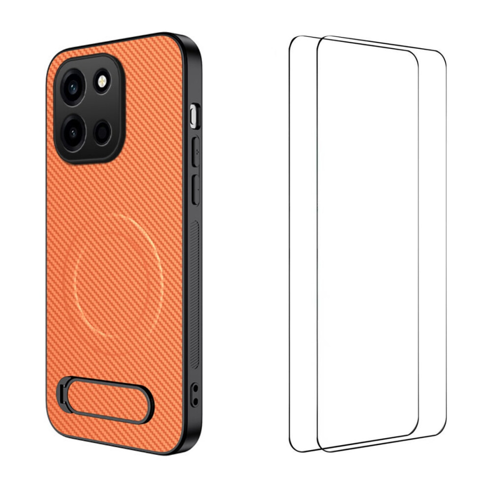 (Orange) Phone Cover For Oneplus Turbo 6 5G Qt1 Series Magnetic Case With 2Pcs Tempered Glass Films Kickstand Orange 6914294375192