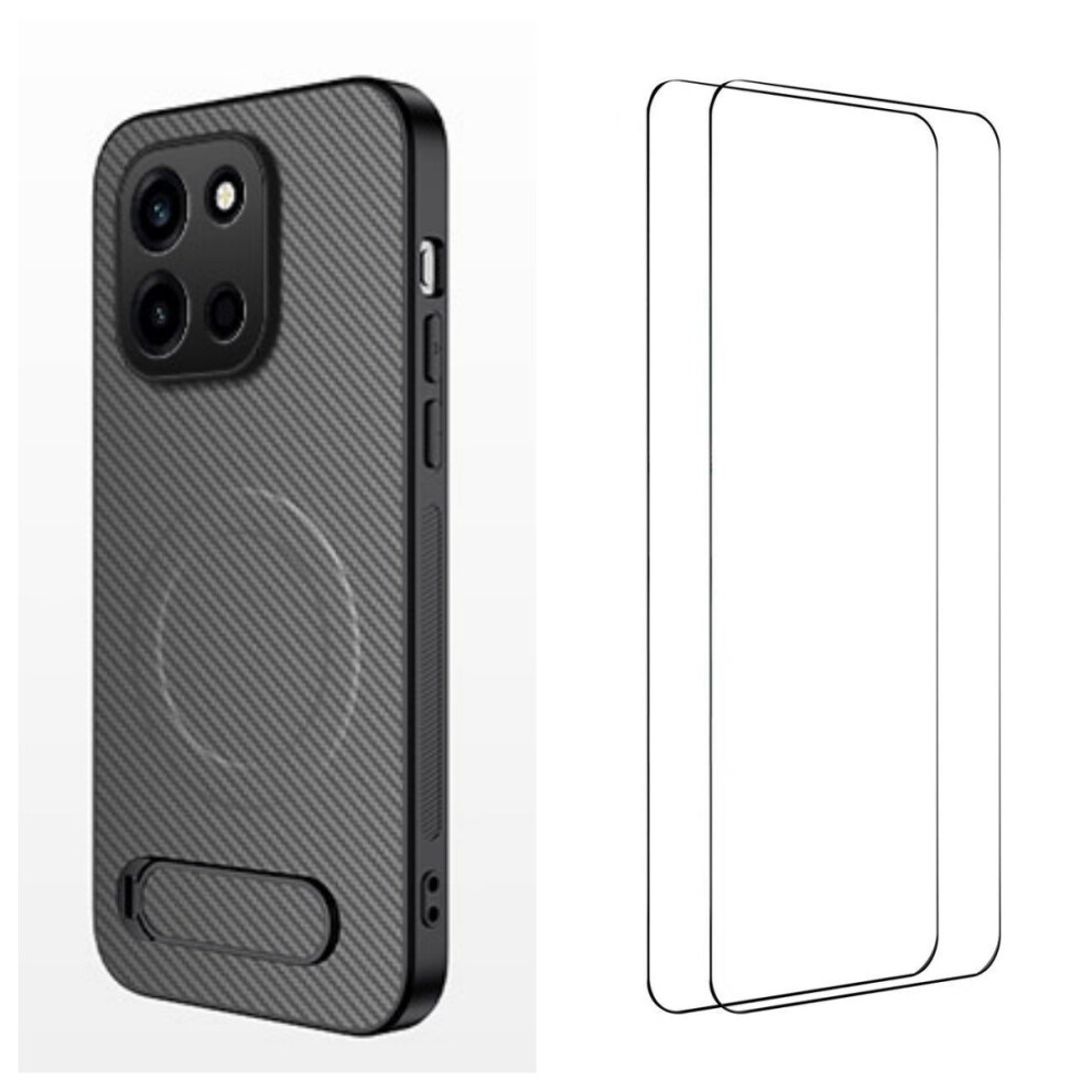 (Grey) Phone Cover For Oneplus Turbo 6 5G Qt1 Series Magnetic Case With 2Pcs Tempered Glass Films Kickstand Grey 6914296271812