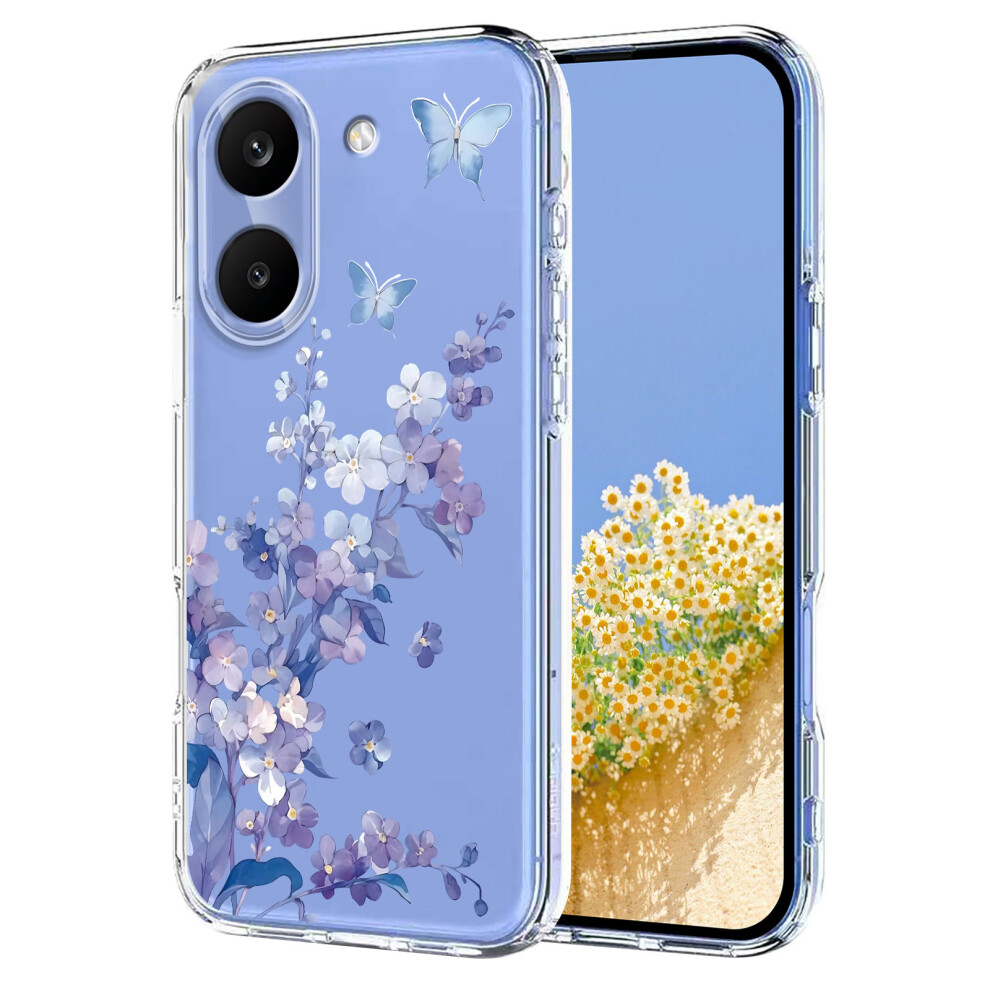 (Violets) Phone Cover For Xiaomi Poco X8 Pro 5G Case Butterfly Floral Pattern Printing Tpu Phone Back Cover 6914297365114