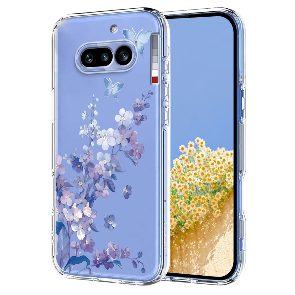 (Violets) Phone Cover For Nothing Phone (4A) Case Butterfly Floral Pattern Printing Tpu Phone Back Cover 6914295949545