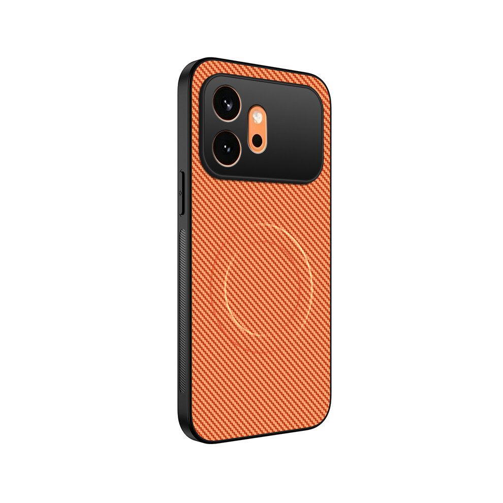 (Orange) Phone Cover For Honor 600 5G Tq Series Magnetic Case Carbon Fiber Texture Pc Tpu Phone Cover Orange 6914295109765