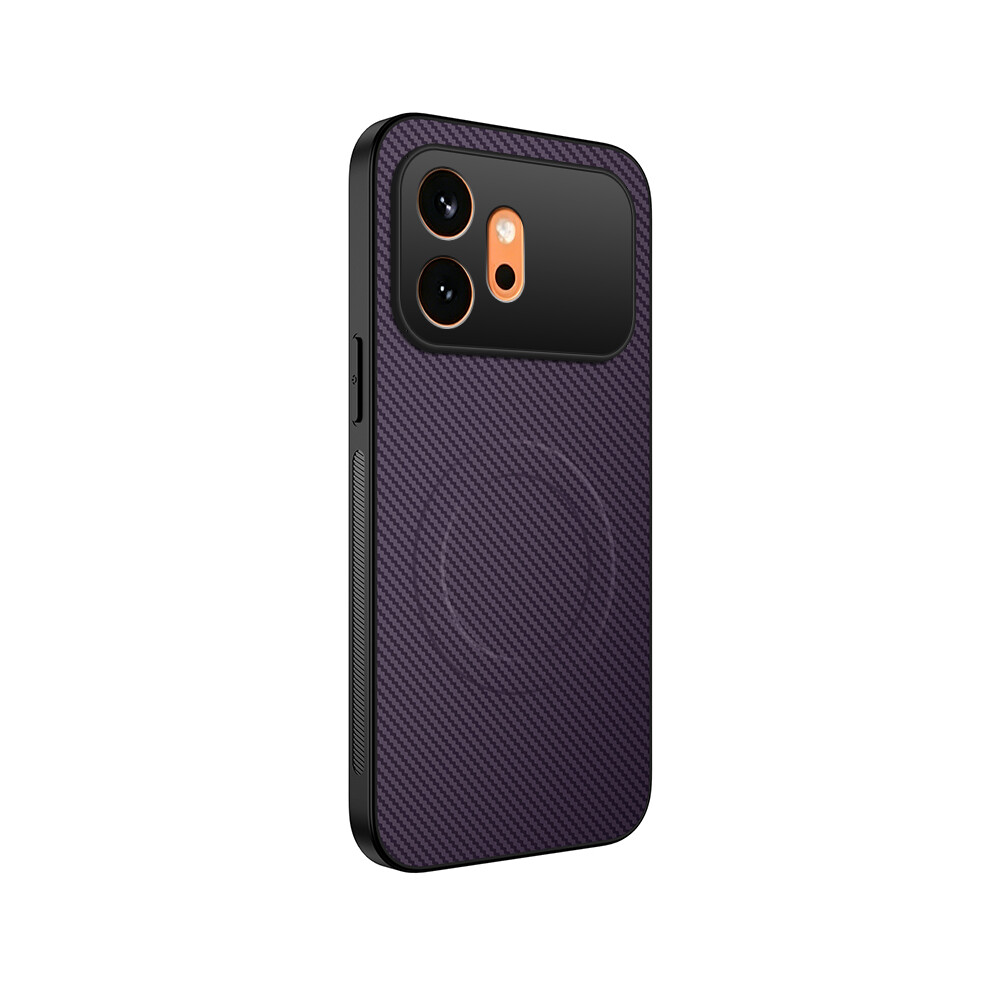 (Purple) Phone Cover For Honor 600 5G Tq Series Magnetic Case Carbon Fiber Texture Pc Tpu Phone Cover Purple 6914299199366