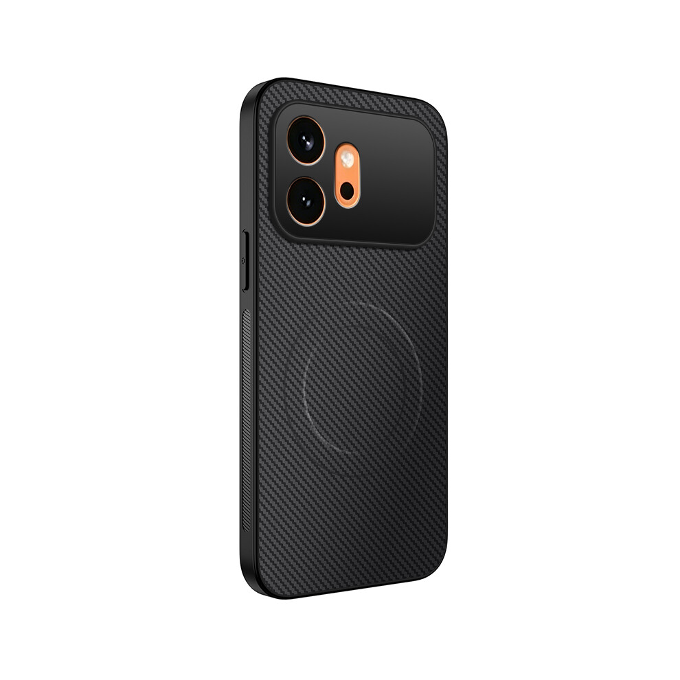 (Black) Phone Cover For Honor 600 5G Tq Series Magnetic Case Carbon Fiber Texture Pc Tpu Phone Cover Black 6914296961645