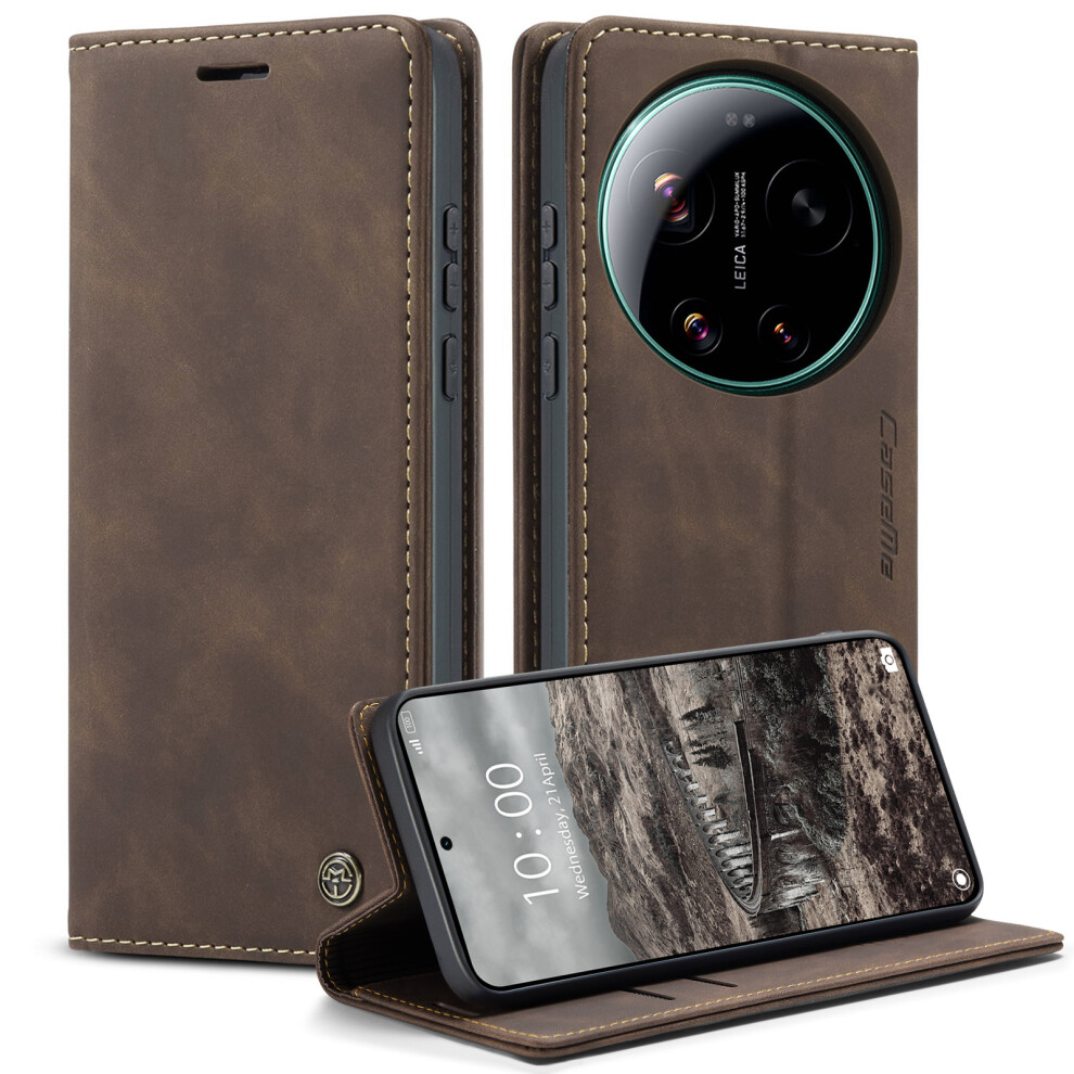 (Coffee) Phone Cover For Xiaomi 17 Ultra 5G Wallet Case 013 Series Pu Leather Phone Cover Stand Brown 6914293774330