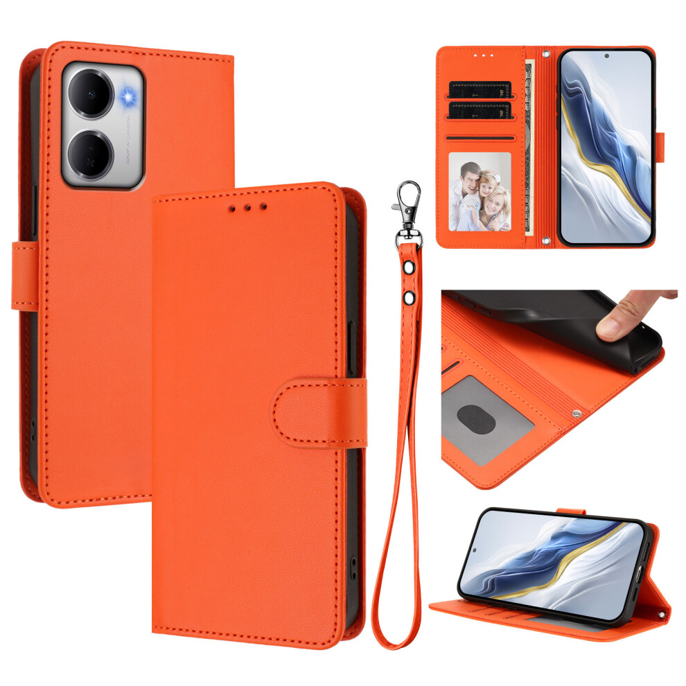 (Orange) Phone Cover For Xiaomi Redmi 15A 5G Leather Case Wallet Stand Phone Cover With Wrist Strap Orange 6914290980970