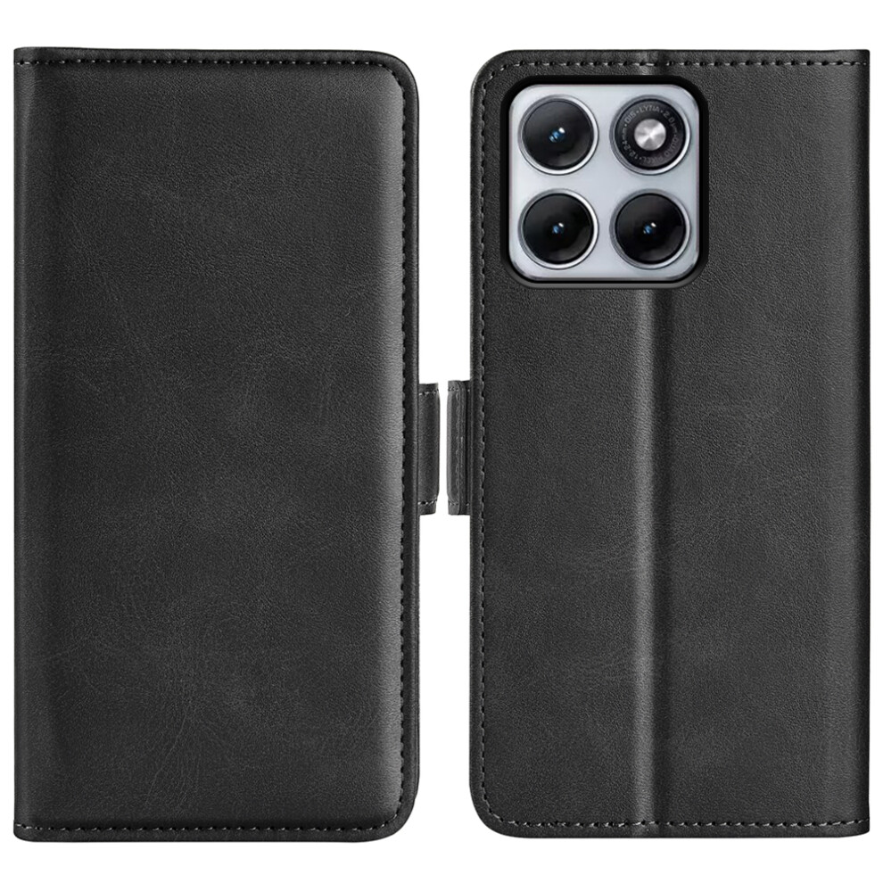 (Black) Phone Cover For Motorola Edge 70 Fusion+ 5G / Motorola Edge 70 Fusion 5G Case Calf Texture Leather W Black 6914295633574