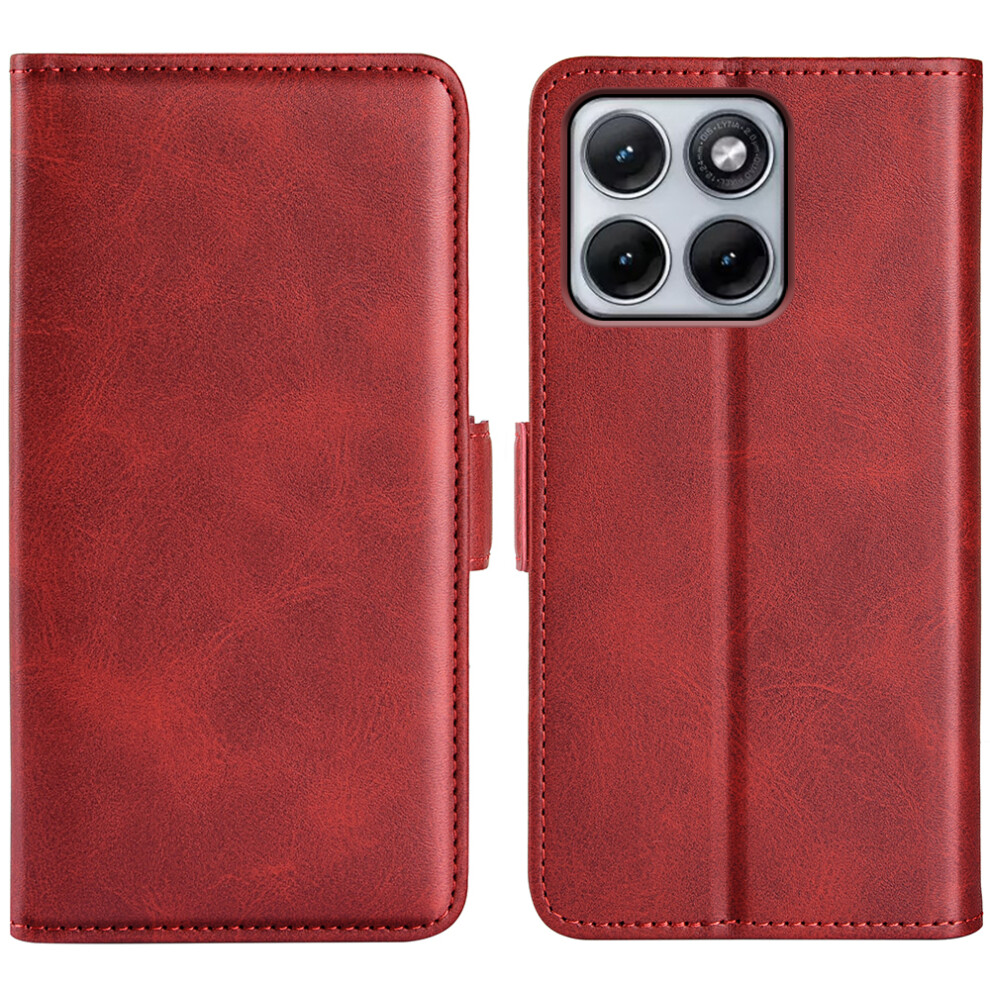 (Red) Phone Cover For Motorola Edge 70 Fusion+ 5G / Motorola Edge 70 Fusion 5G Case Calf Texture Leather W Red 6914297755724