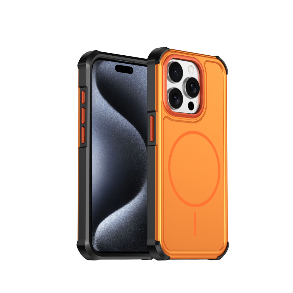 (Orange) Phone Cover For Iphone 15 Pro Magnetic Case Shockproof Tpu Pc Protective Cover Orange 6914295960380