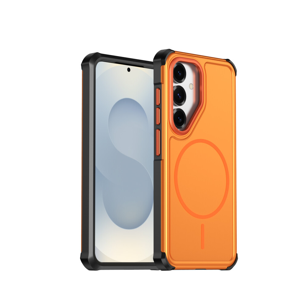 (Orange) Phone Cover For Samsung Galaxy S24 / Galaxy S25 Magnetic Case Shockproof Tpu Pc Protective Cover Orange 6914298773857