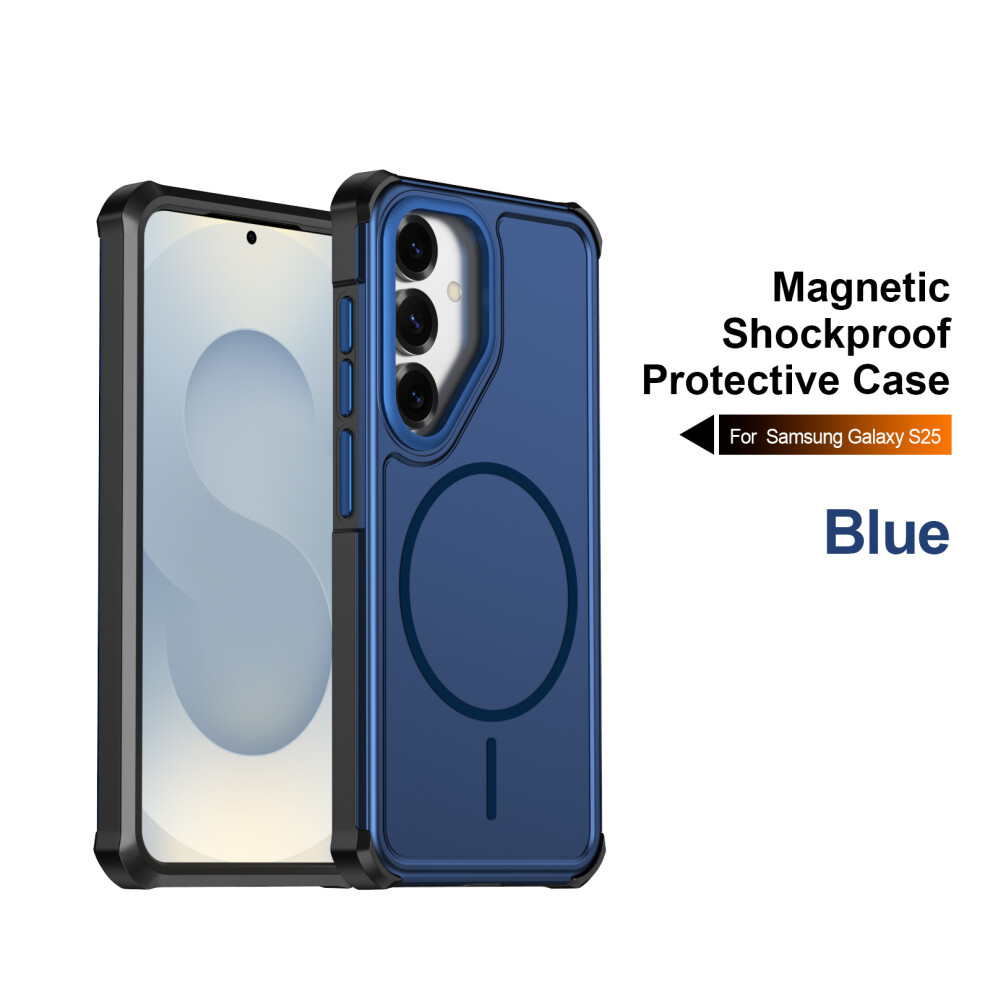 (Blue) Phone Cover For Samsung Galaxy S24 / Galaxy S25 Magnetic Case Shockproof Tpu Pc Protective Cover Blue 6914291175160