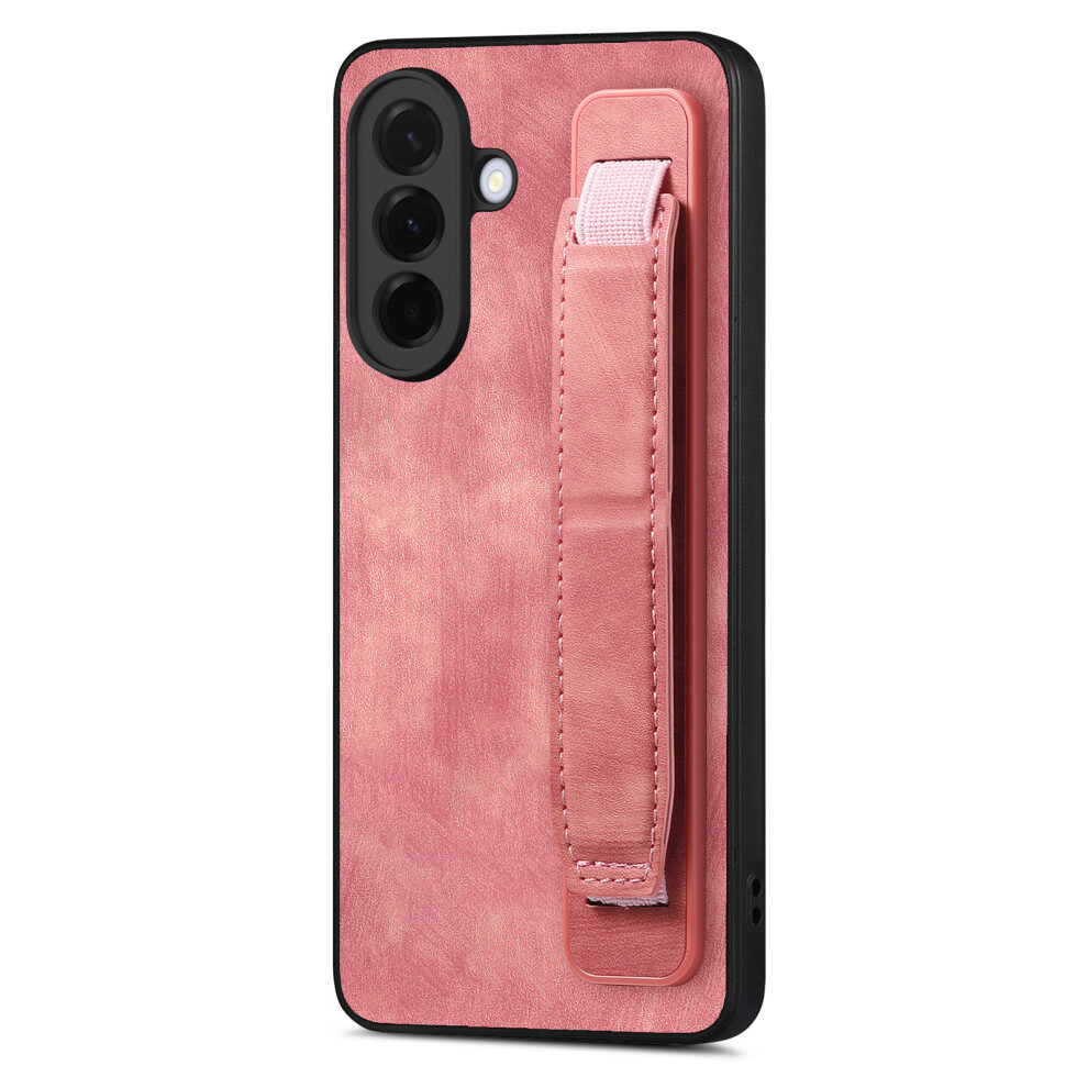 (Pink) Phone Cover For Samsung Galaxy A27 Case With Wristband Kickstand Leather + Tpu Phone Cover Pink 6914298141144