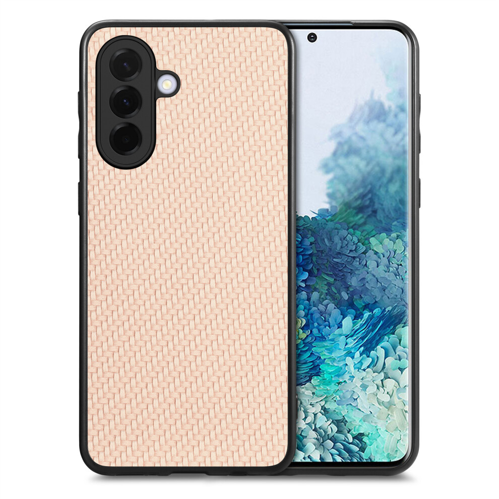 (Apricot) Phone Cover For Samsung Galaxy A27 Case Carbon Fiber Texture Pu Leather + Pc + Tpu Phone Cover 6914297319919