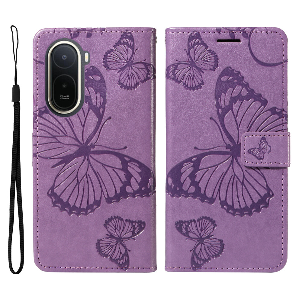 (Light ) Phone Cover For Xiaomi Redmi A7 Pro 4G (171.56Mm) Wallet Case Floral Butterfly Imprinted Leather Pho Purple 6914295938945