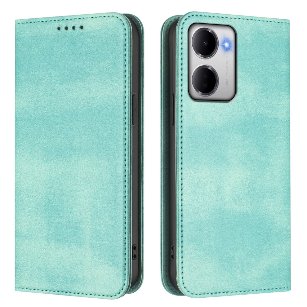 (Mint ) Phone Cover For Xiaomi Redmi 15A 5G Wallet Cases Retro Texture Rfid Blocking Leather Phone Cover Green 6914291140557