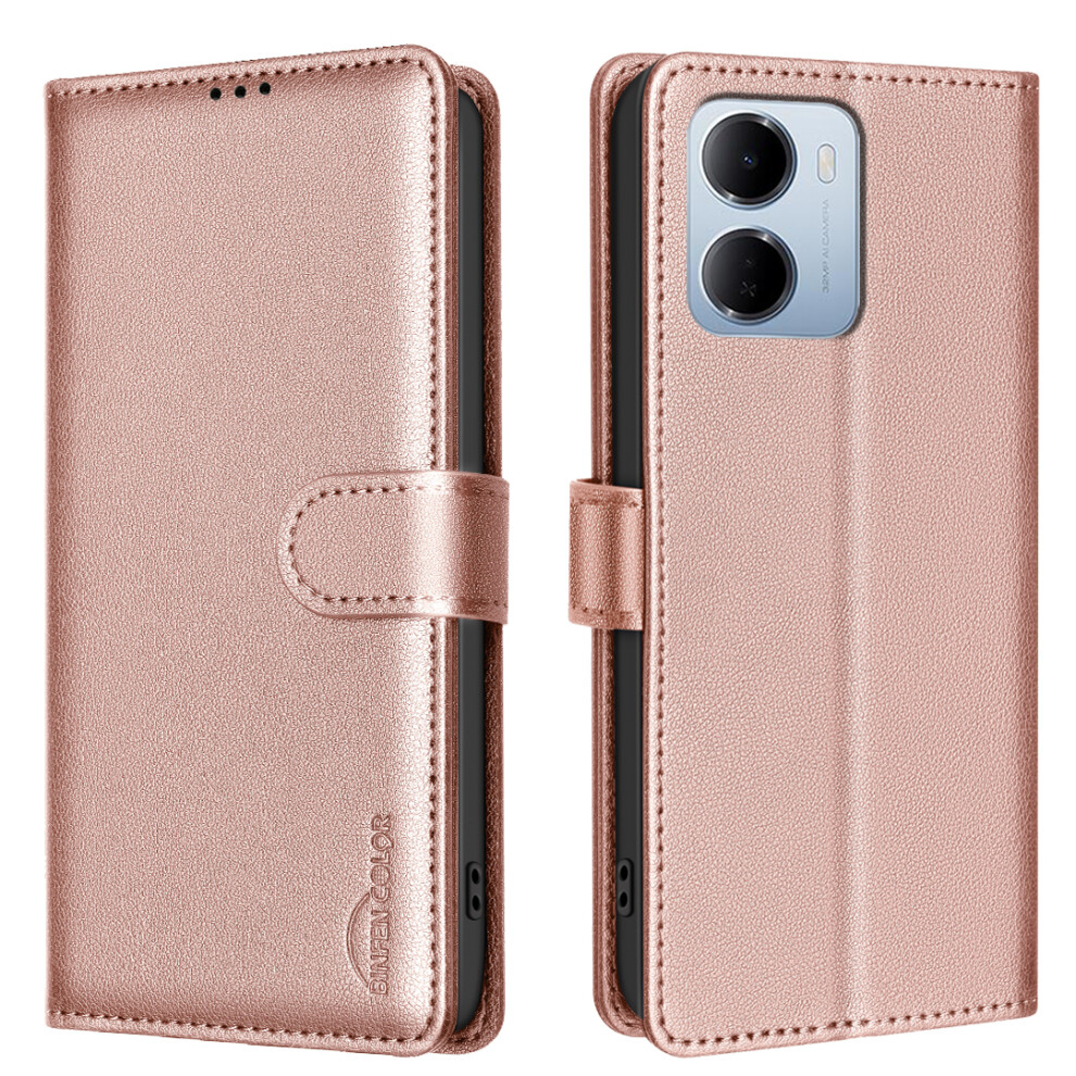 (Rose ) Phone Cover For Xiaomi Redmi 15A 5G Bf32 Leather Case Wallet Rfid Blocking Phone Cover Gold 6914292406898