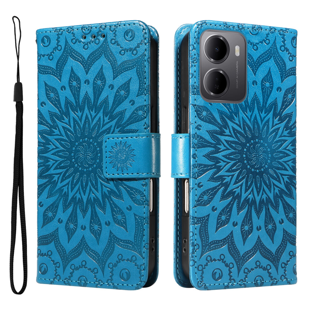 (Blue) Phone Cover For Xiaomi Redmi 15A 5G Leather Wallet Case Sunflower Imprinted Phone Cover Blue 6914291041373