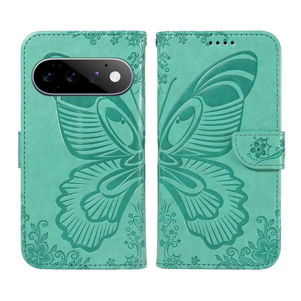 (Green) Phone Cover For Google Pixel 11 Pro Case Butterfly Pattern Pu Leather Folio Flip Phone Cover Green 6914297277998
