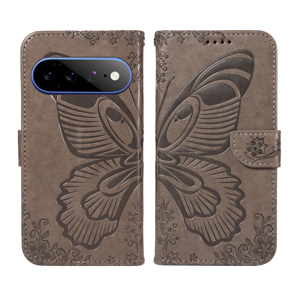 (Grey) Phone Cover For Google Pixel 11 Pro Xl Case Butterfly Pattern Pu Leather Folio Flip Phone Cover Grey 6914297066776