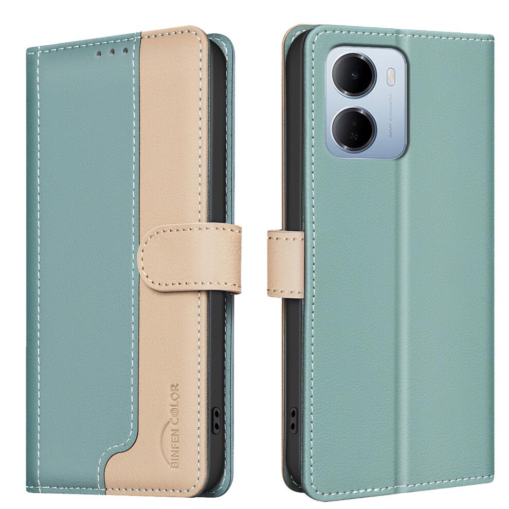 (Green) Phone Cover For Xiaomi Redmi 15A 5G Leather Case Splicing Color Rfid Blocking Wallet Stand Phone C Green 6914298918999