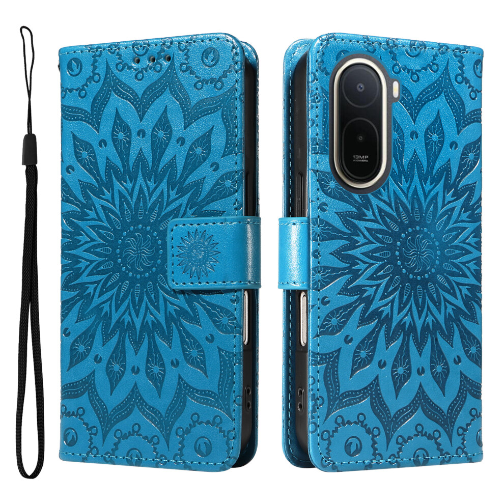 (Blue) Phone Cover For Xiaomi Redmi A7 Pro 4G (171.56Mm) Leather Wallet Case Sunflower Imprinted Phone Cove Blue 6914297945378