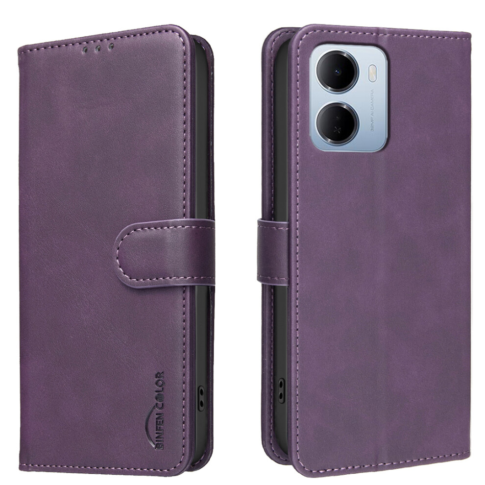 (Dark ) Phone Cover For Xiaomi Redmi 15A 5G Bf37 Case Rfid Blocking Wallet Stand Leather Phone Cover Purple 6914292709579