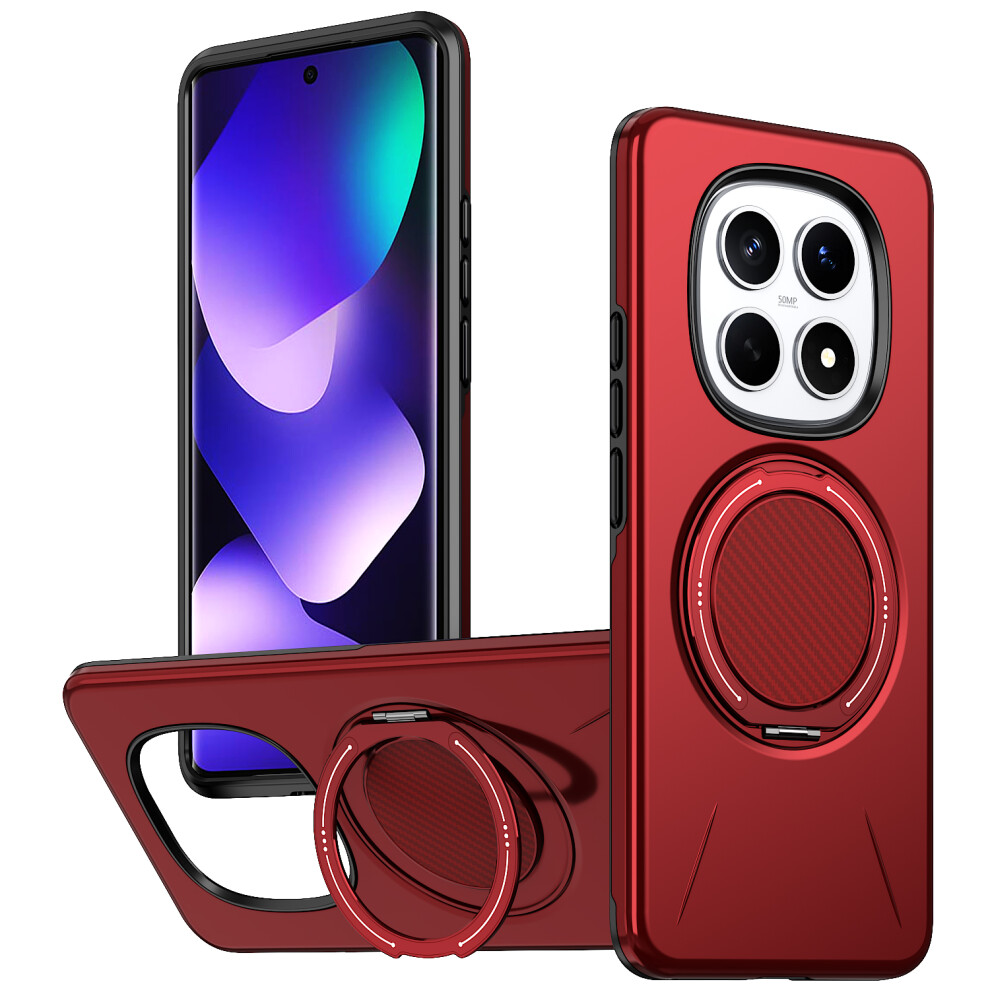 (Red) Phone Cover For Xiaomi Mi Note 15 Pro 4G (Global) Magnetic Case Rotating Kickstand Tpu + Pc Phon Red 6914298813201