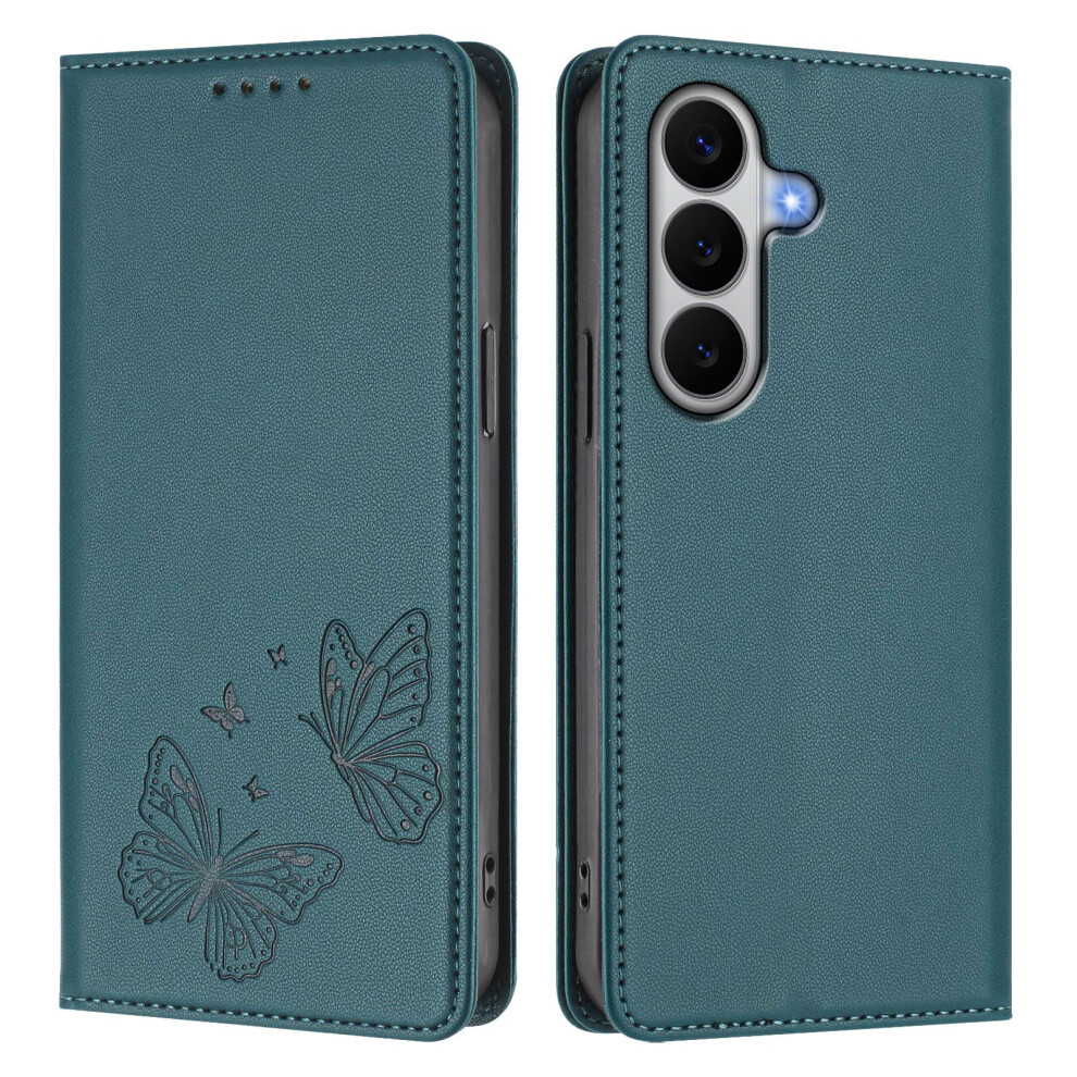 (Peacock ) Phone Cover For Samsung Galaxy A27 Wallet Case Rfid Blocking Butterfly Imprinted Magnetic Flip Leat Green 6914293964762