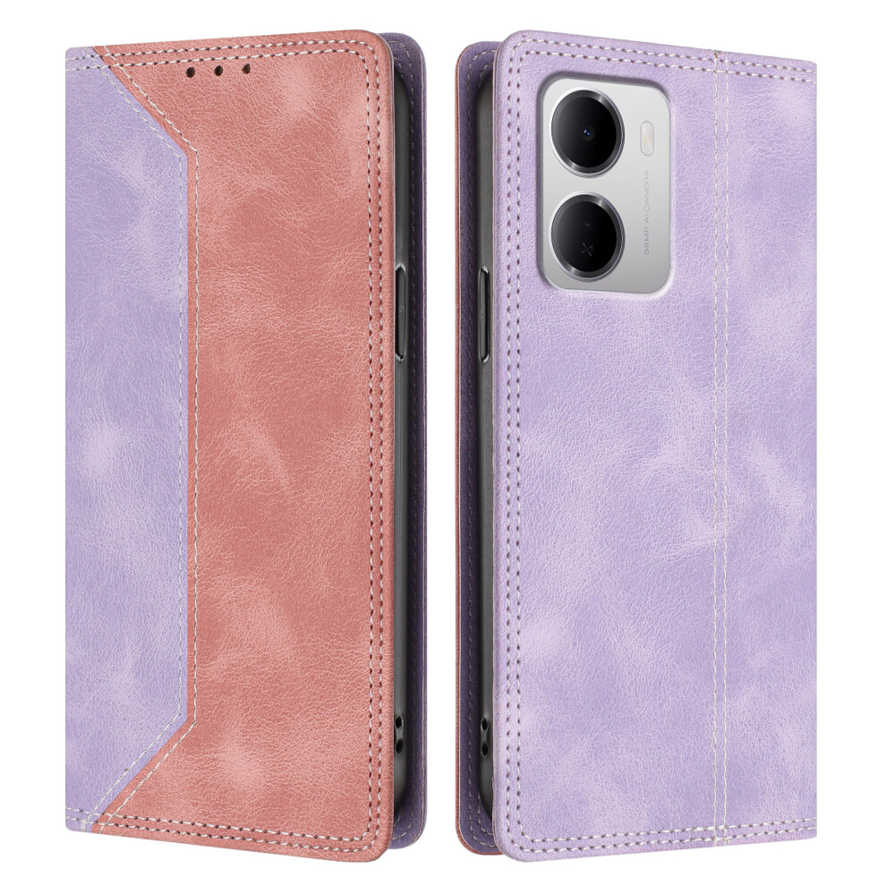 (Purple / Pink) Phone Cover For Xiaomi Redmi 15A 5G Leather Case Skin Touch Color Splicing Rfid Blocking Wallet Sta Pink,Purple 6914294550575